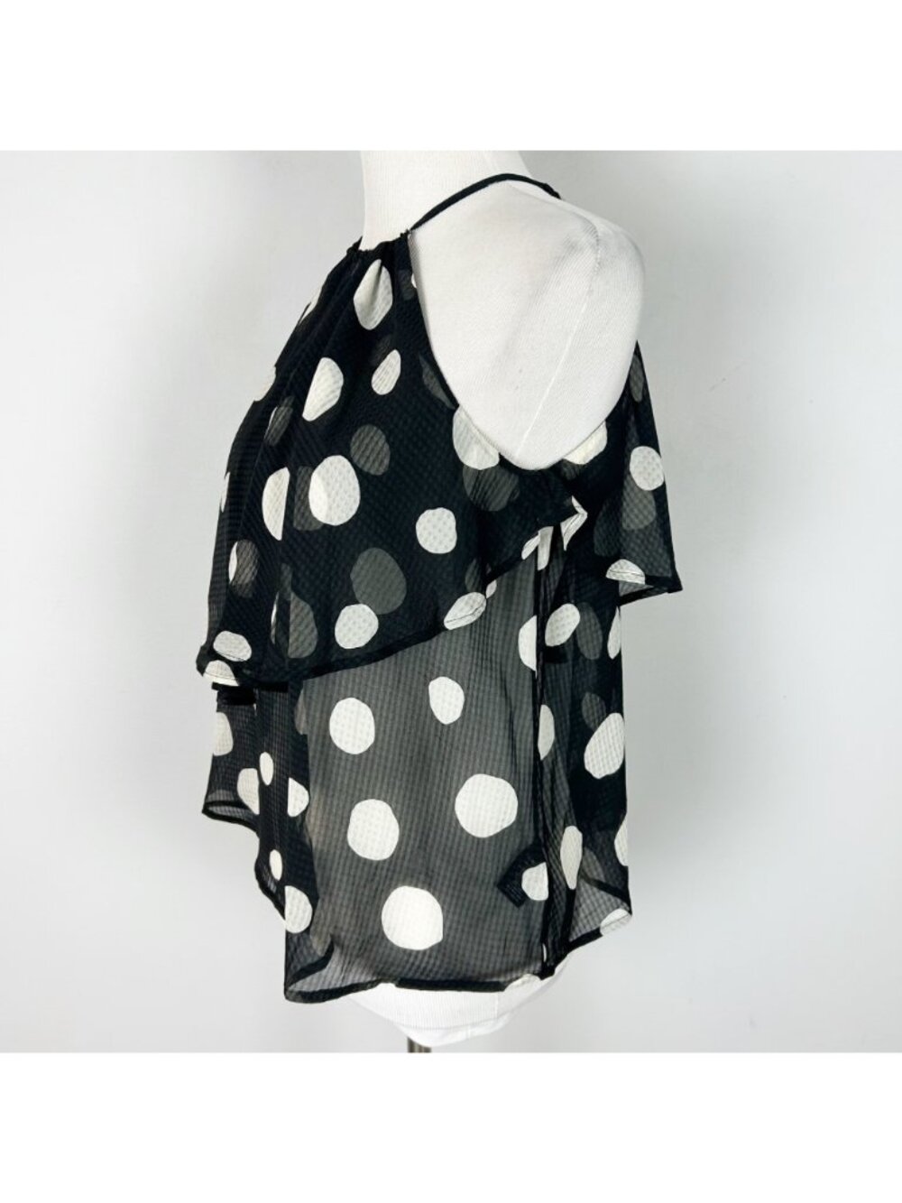 Polka Dot Whimsical Tiered Flowy Tank Top Boho Size XS Women's - Picture 3 of 5